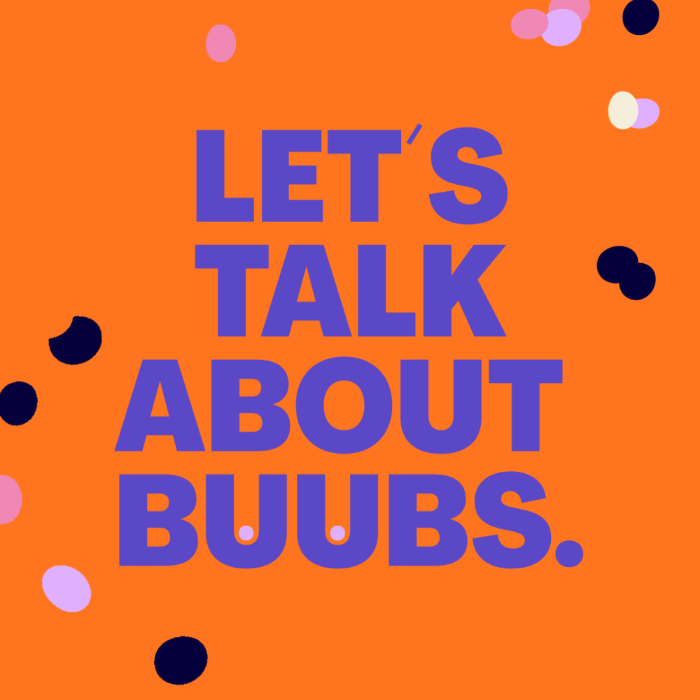 Grafik mit dem Schriftzug: Let's talk about buubs.